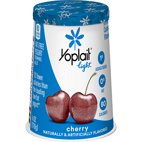 Yoplait Light Single Serve Very Cherry Yogurt, front of product.